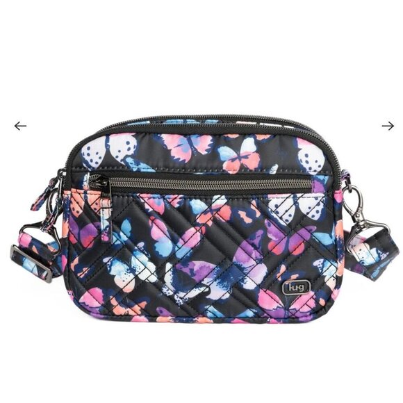 LUG Super Coupe 2 Satin Luxe Convertible Crossbody Bag NWT Watercolor Butterfly - Picture 4 of 9
